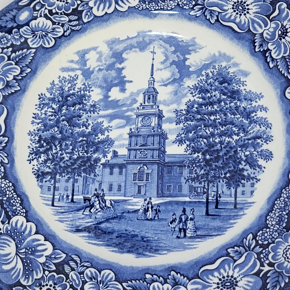 Liberty Blue Independence Hall Dinner Plate Staffordshire Ironstone England